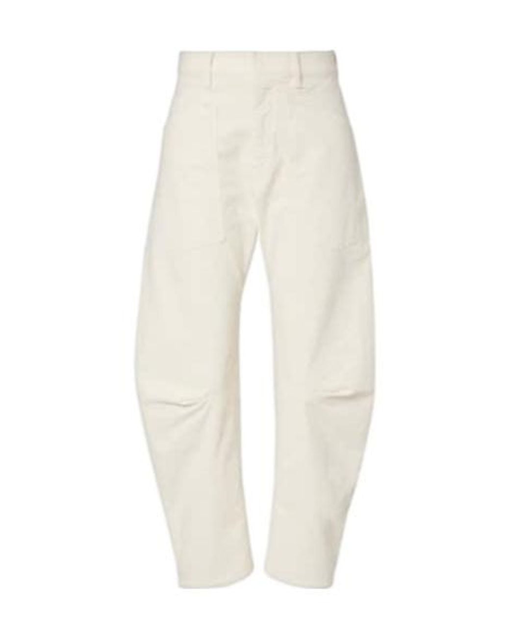 Nili Lotan White Shon Corduroy Barrel-Leg Pants