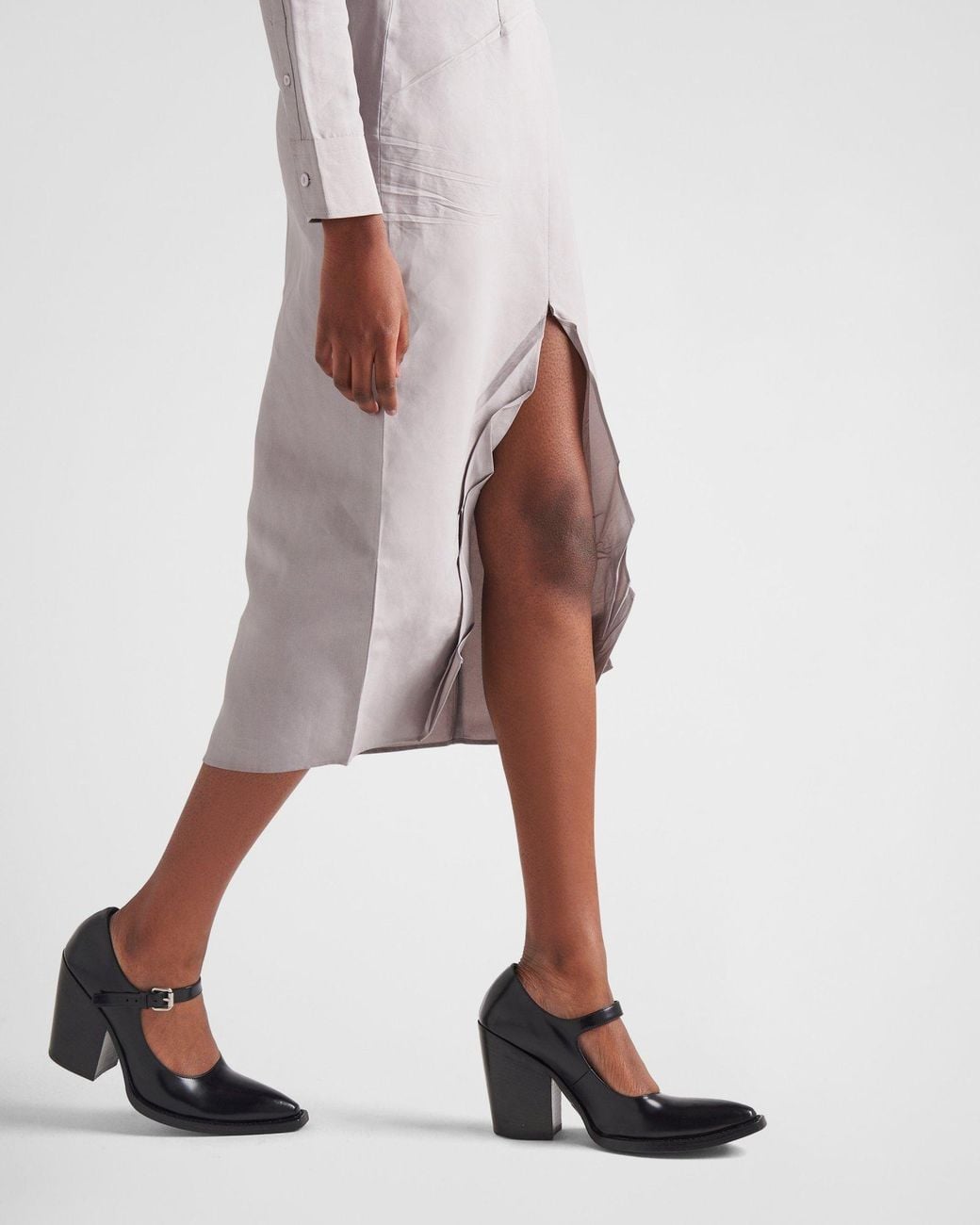 Prada Gray High-Waist Slim-Cut Skirt