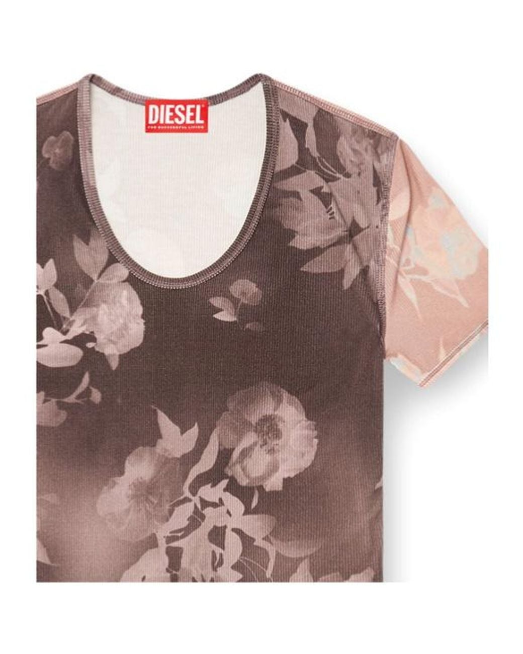 DIESEL Pink Elenewu Floral Print T-Shirts