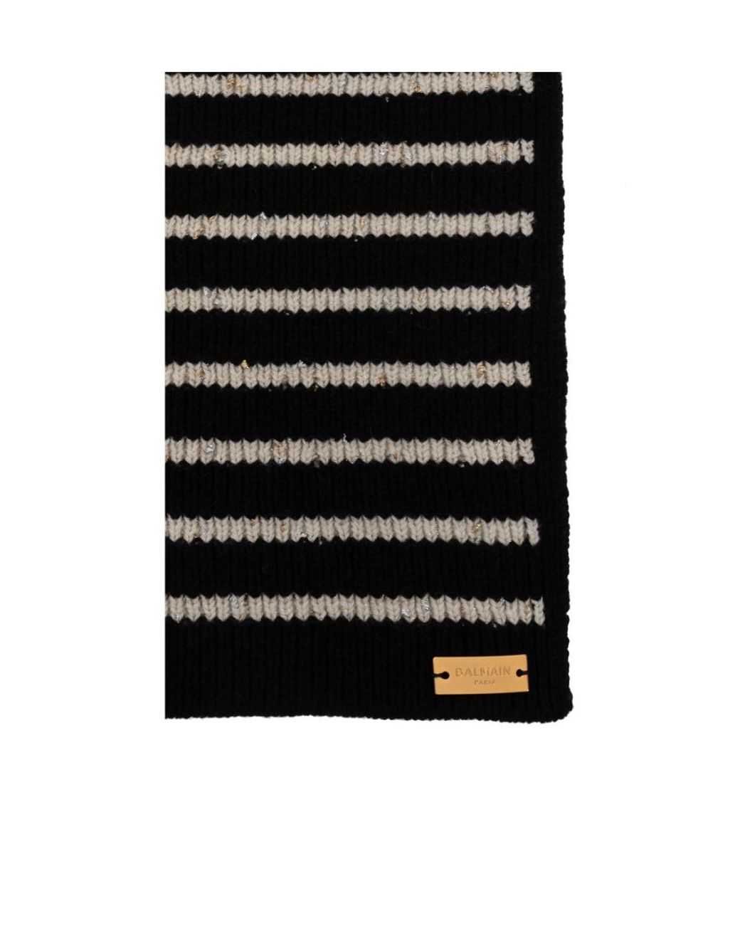 Balmain Black Logo Plaque Monogram Scarf