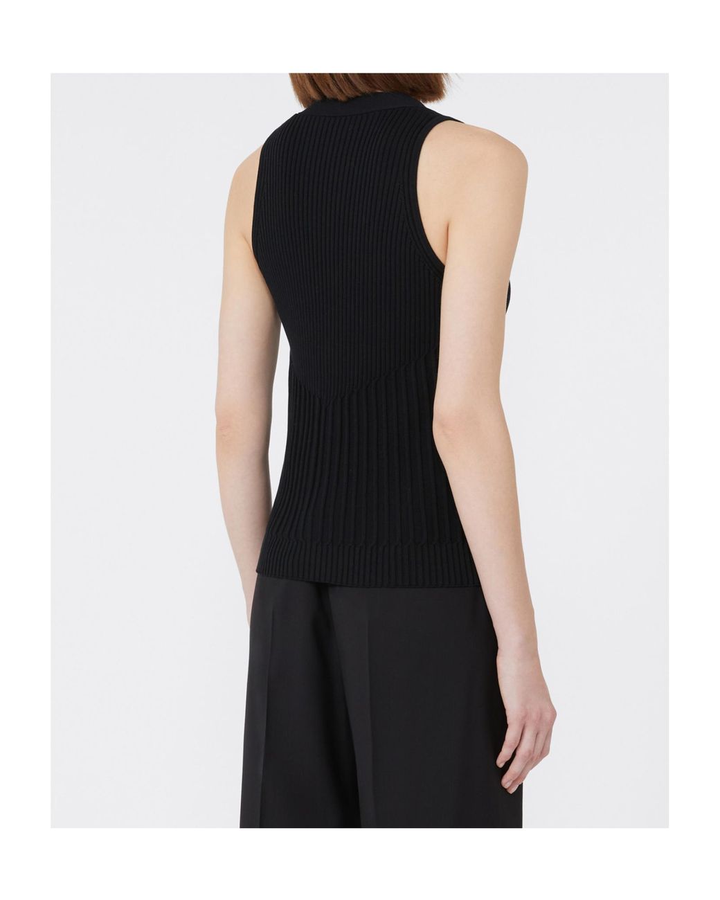 Max Mara Black Cotton Yarn And Viscose Crepe Gilet