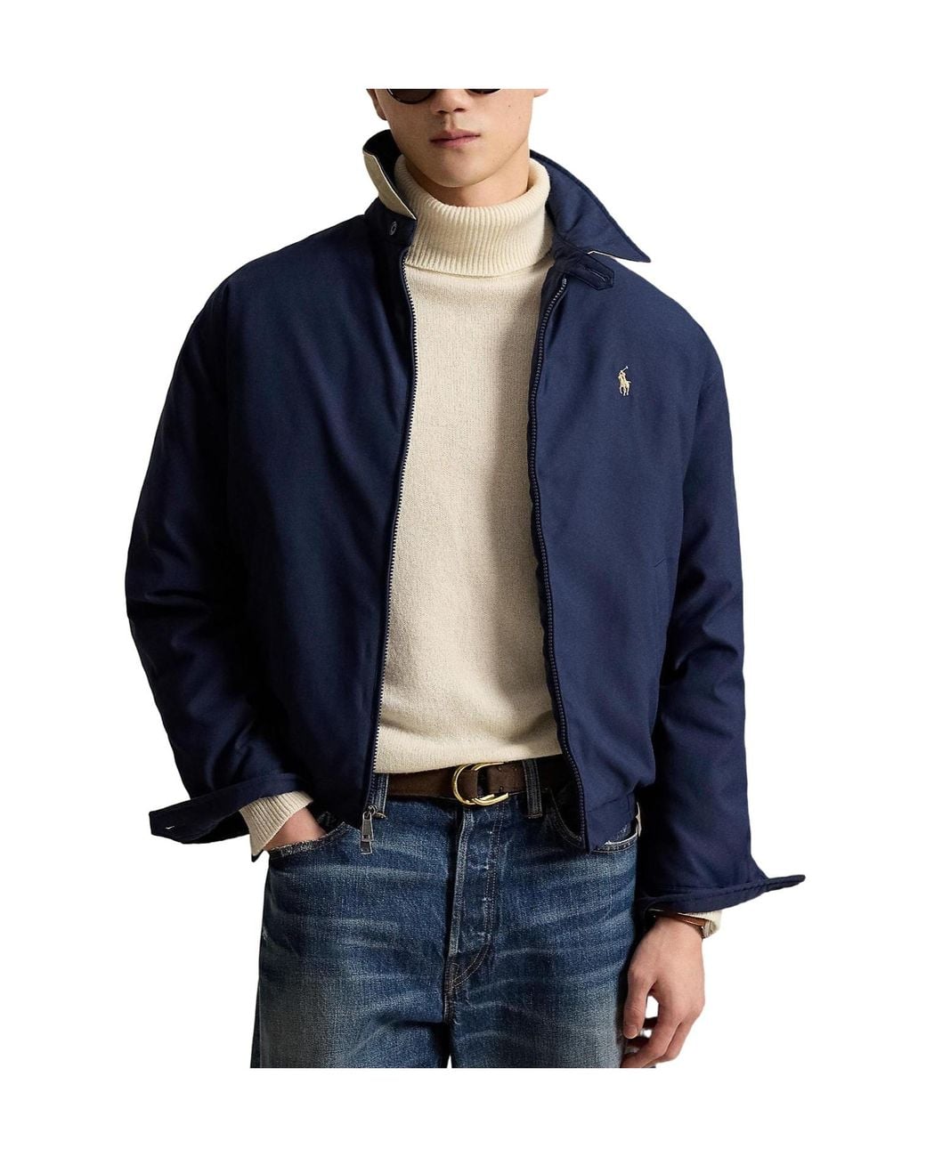 Polo Ralph Lauren Blue Stand Collar Zip Jacket for men