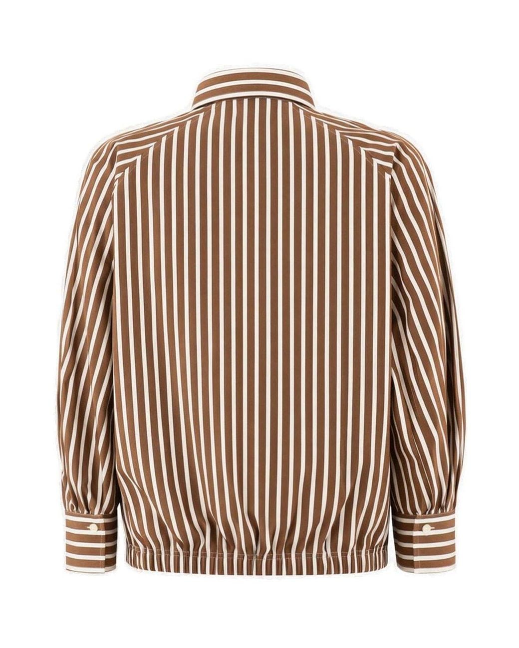 Brunello Cucinelli Brown Striped Long-Sleeve Shirt