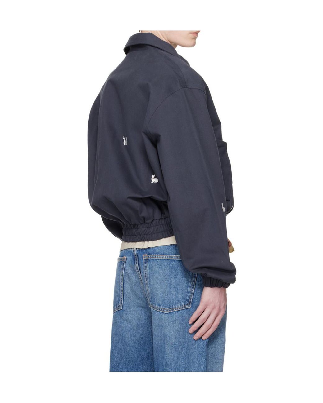 Carne Bollente Blue Zippered Lapel Casual Jacket for men