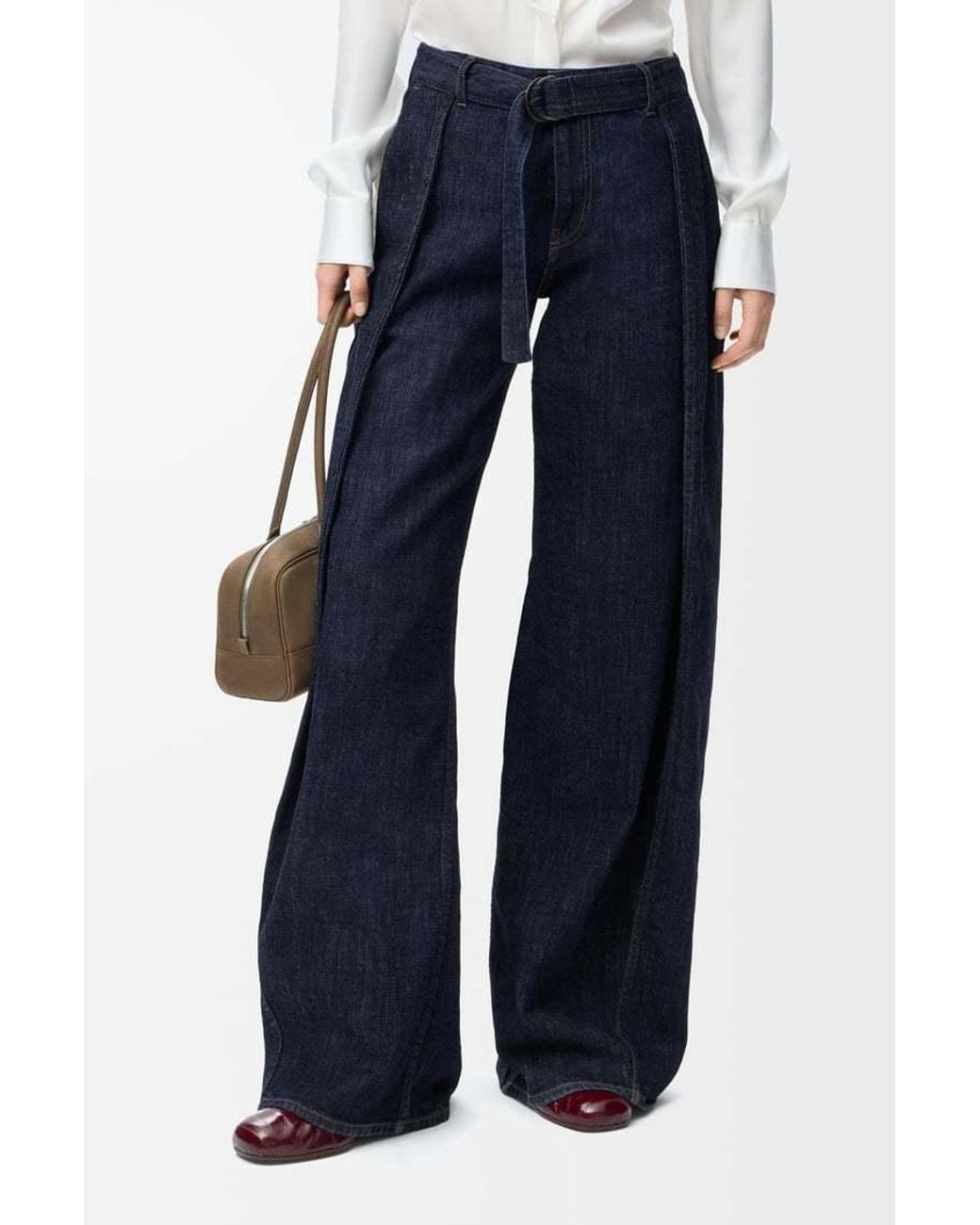 Loewe Blue Logo Patch Wide Leg Jeans