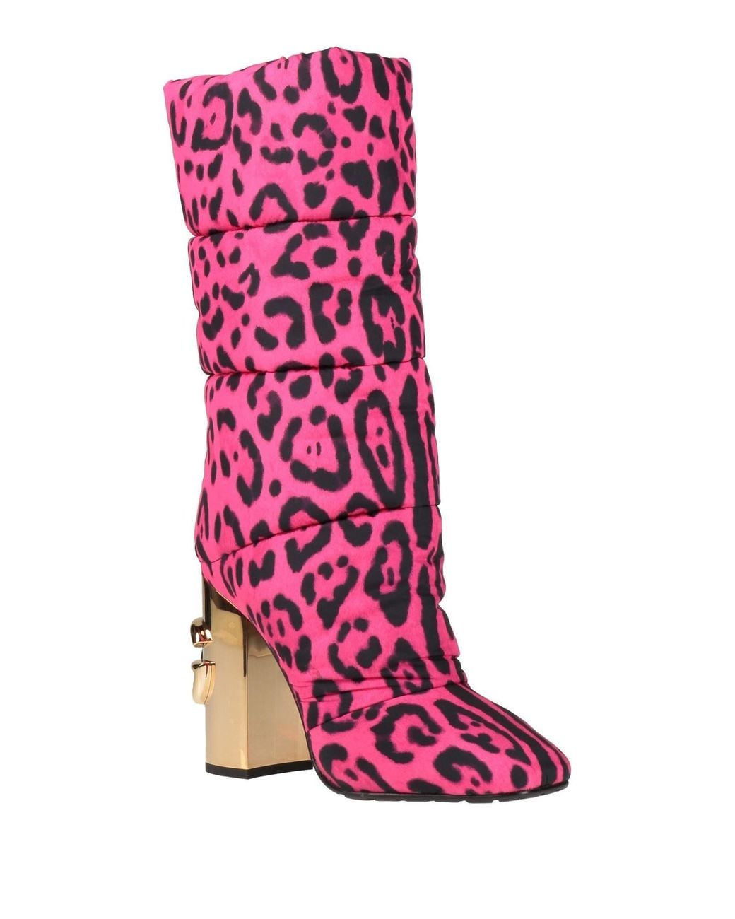Dolce & Gabbana Pink Leopard-Print Platform Boots
