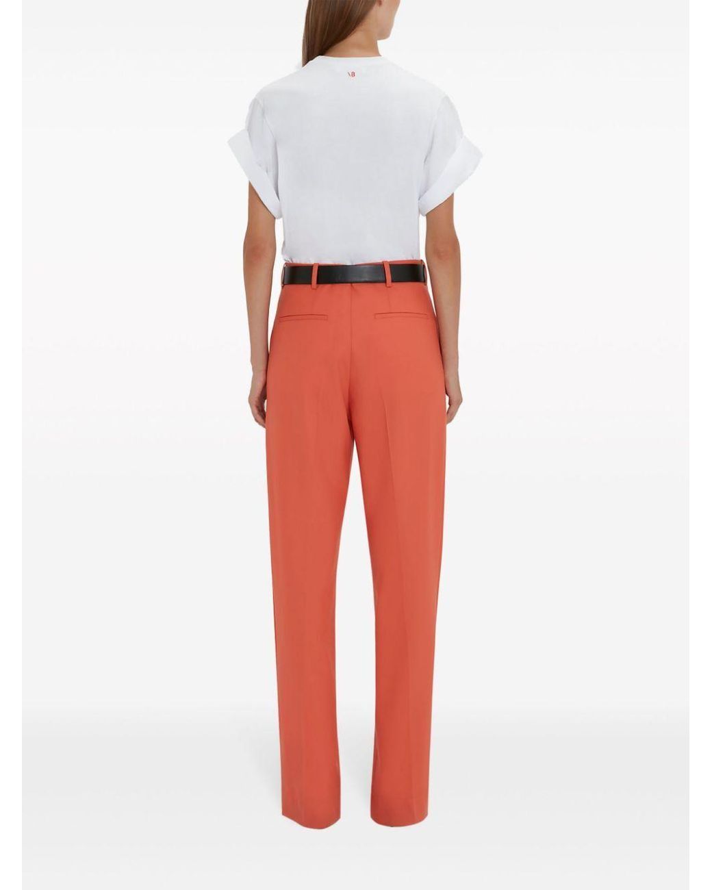 Victoria Beckham Red Casual Pants With Waist And Loop Straps