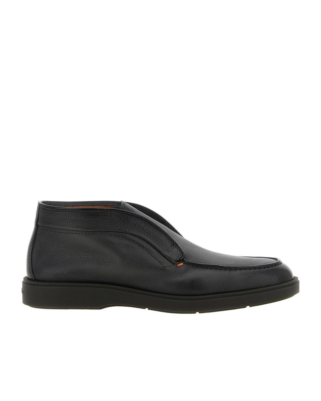 Santoni Black Digits Hammered Leather Ankle Boots for men