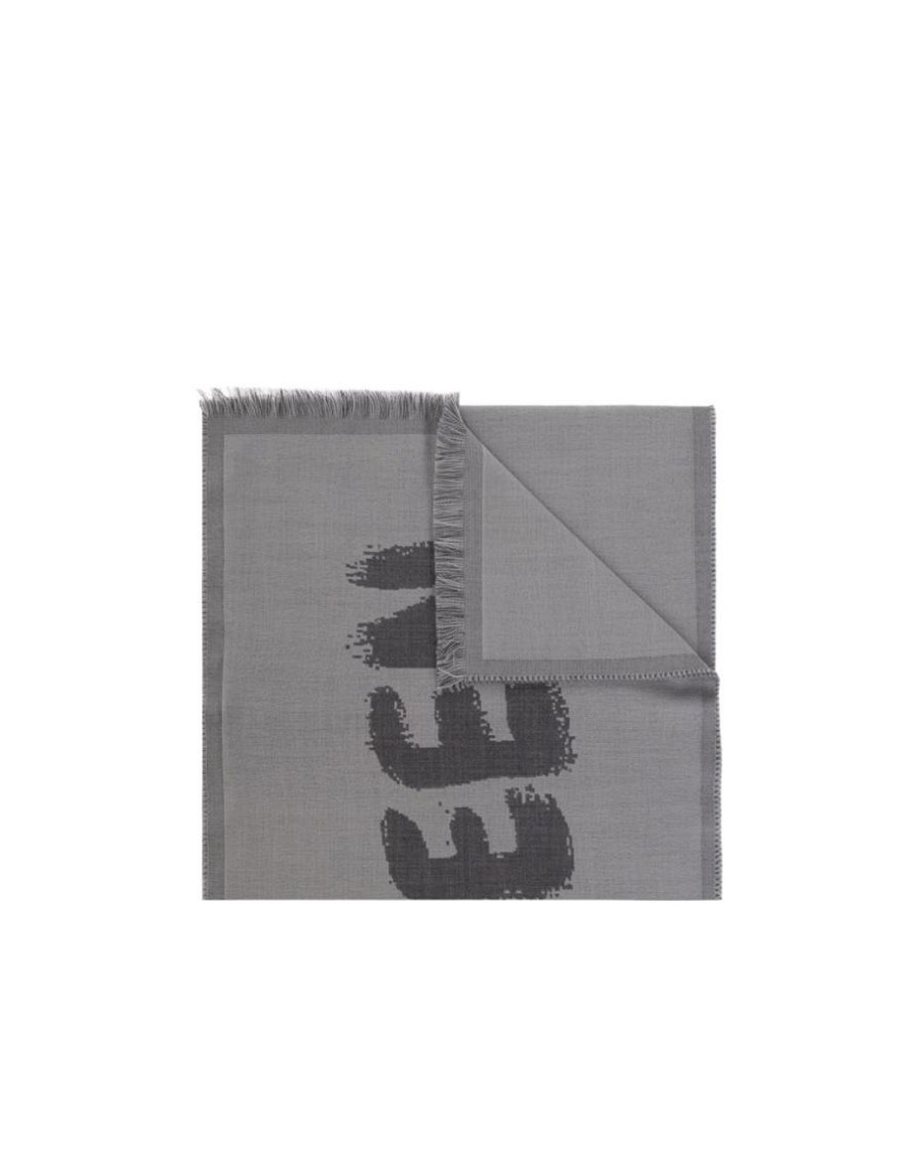 McQueen Gray Wool Logo Print Scarf for men