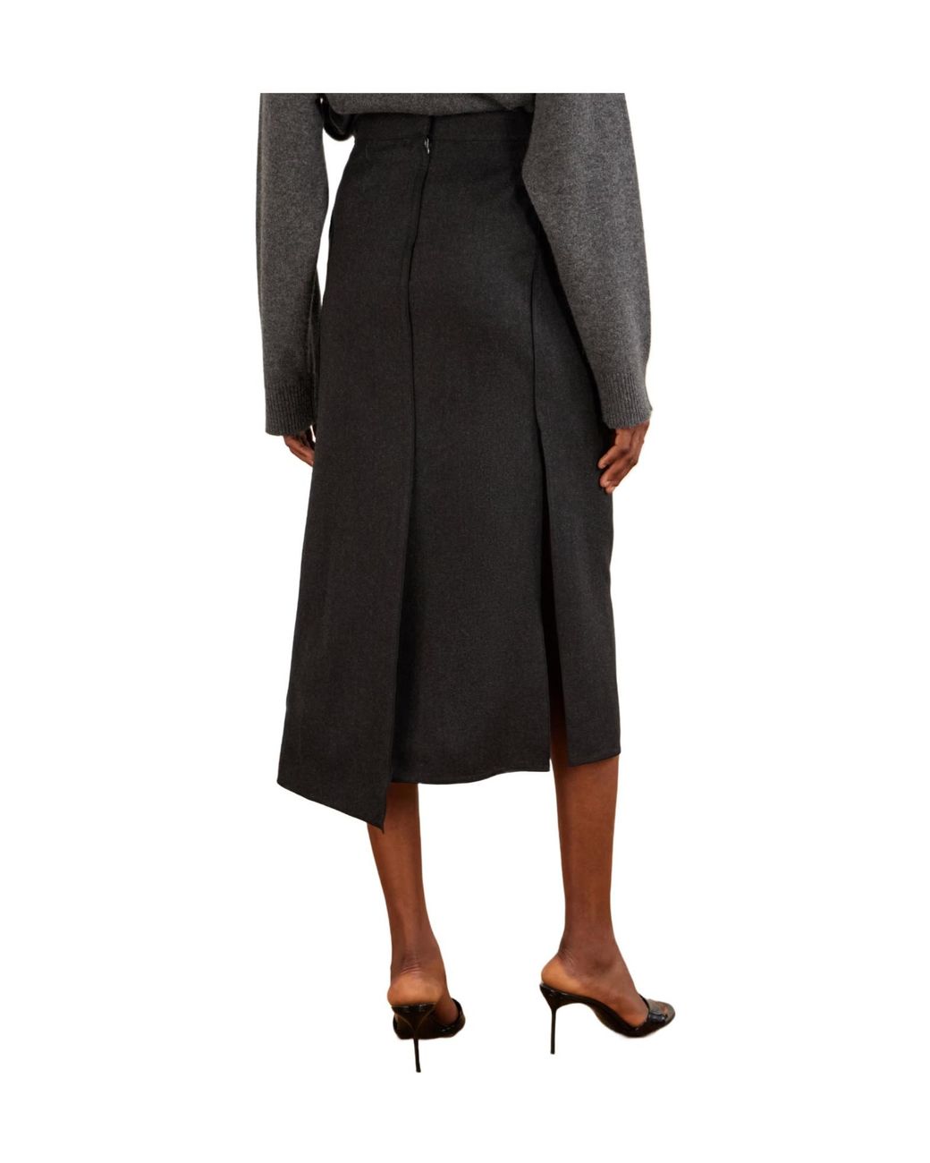Victoria Beckham Black Pressed Midi Skirt