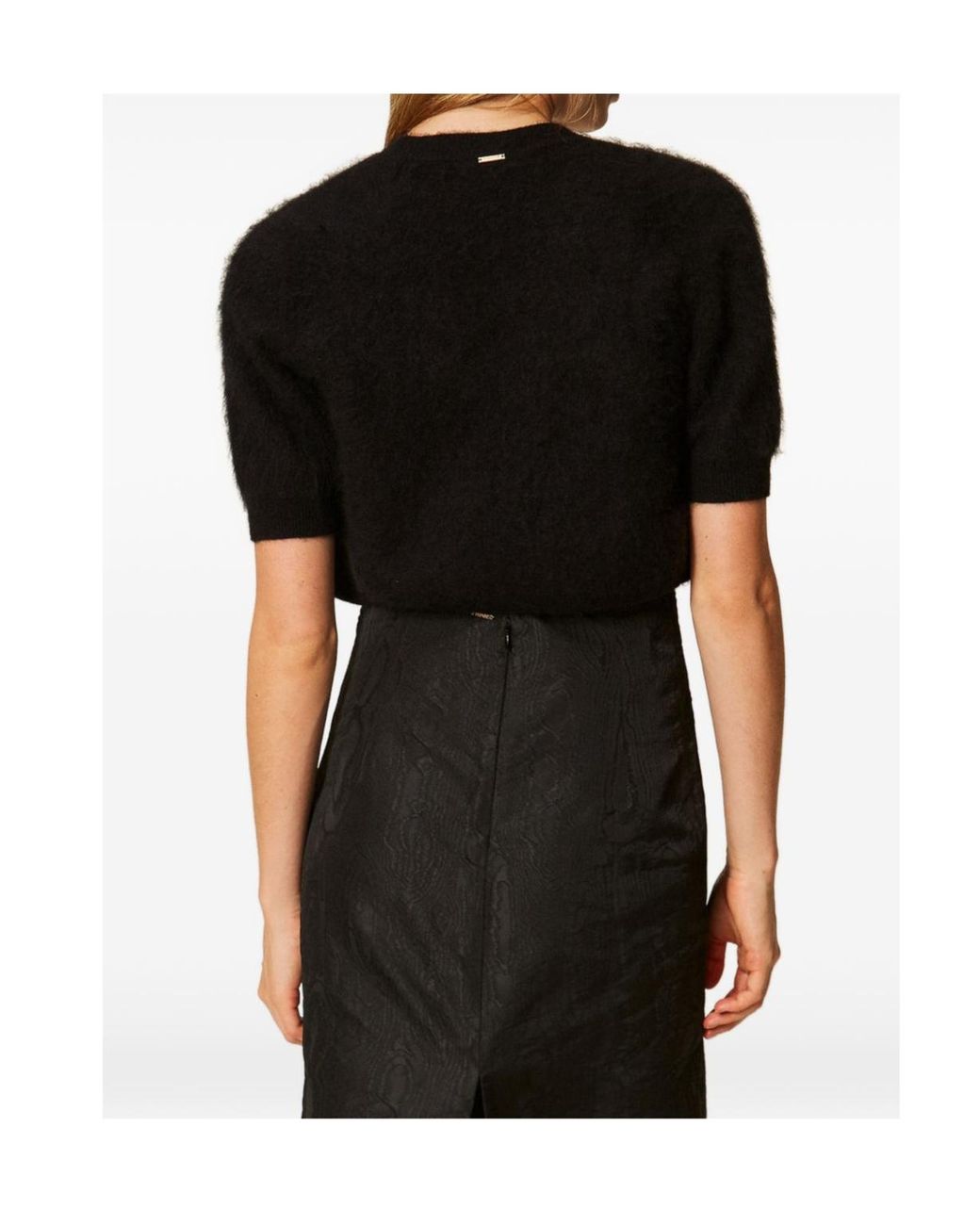 Twinset Black Cropped Open-Front Knitted Jacket