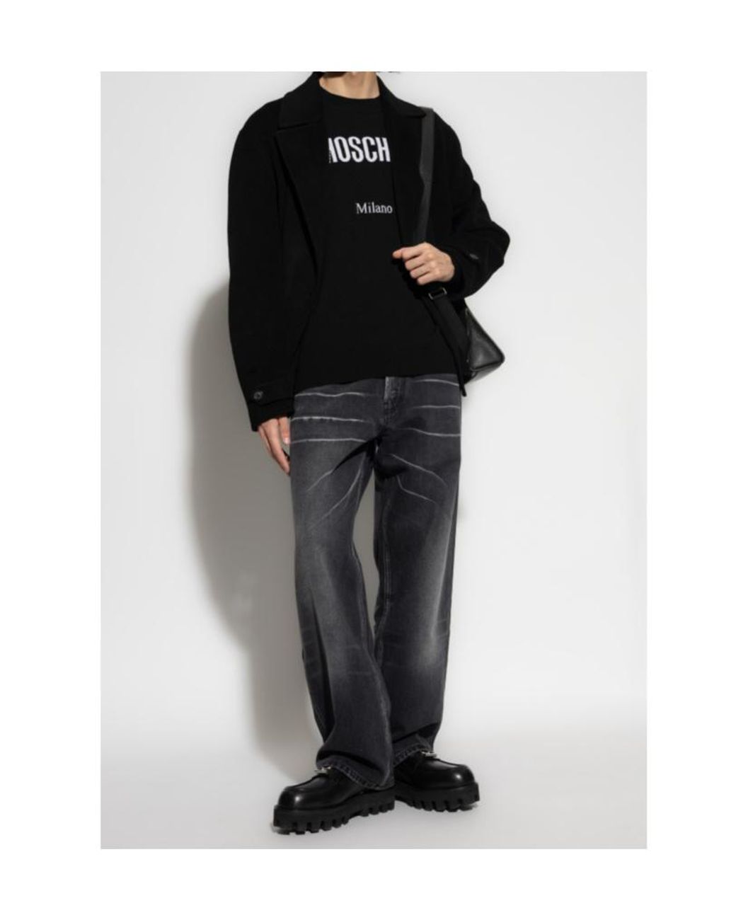 Moschino Black Long-Sleeved Coat for men