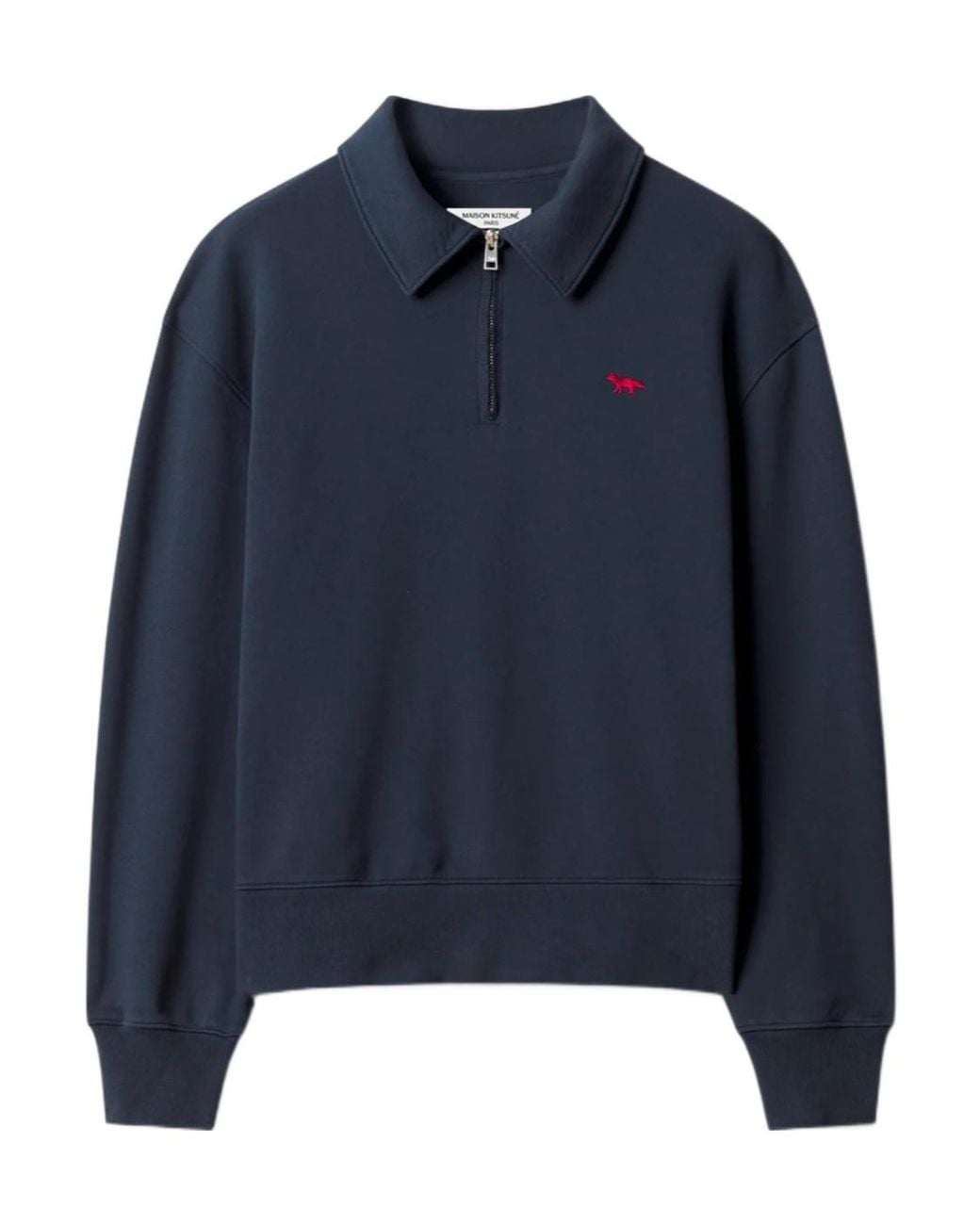 Maison Kitsuné Blue Maison Kitsuné Profile Fox Zip Polo Sweatshirt for men