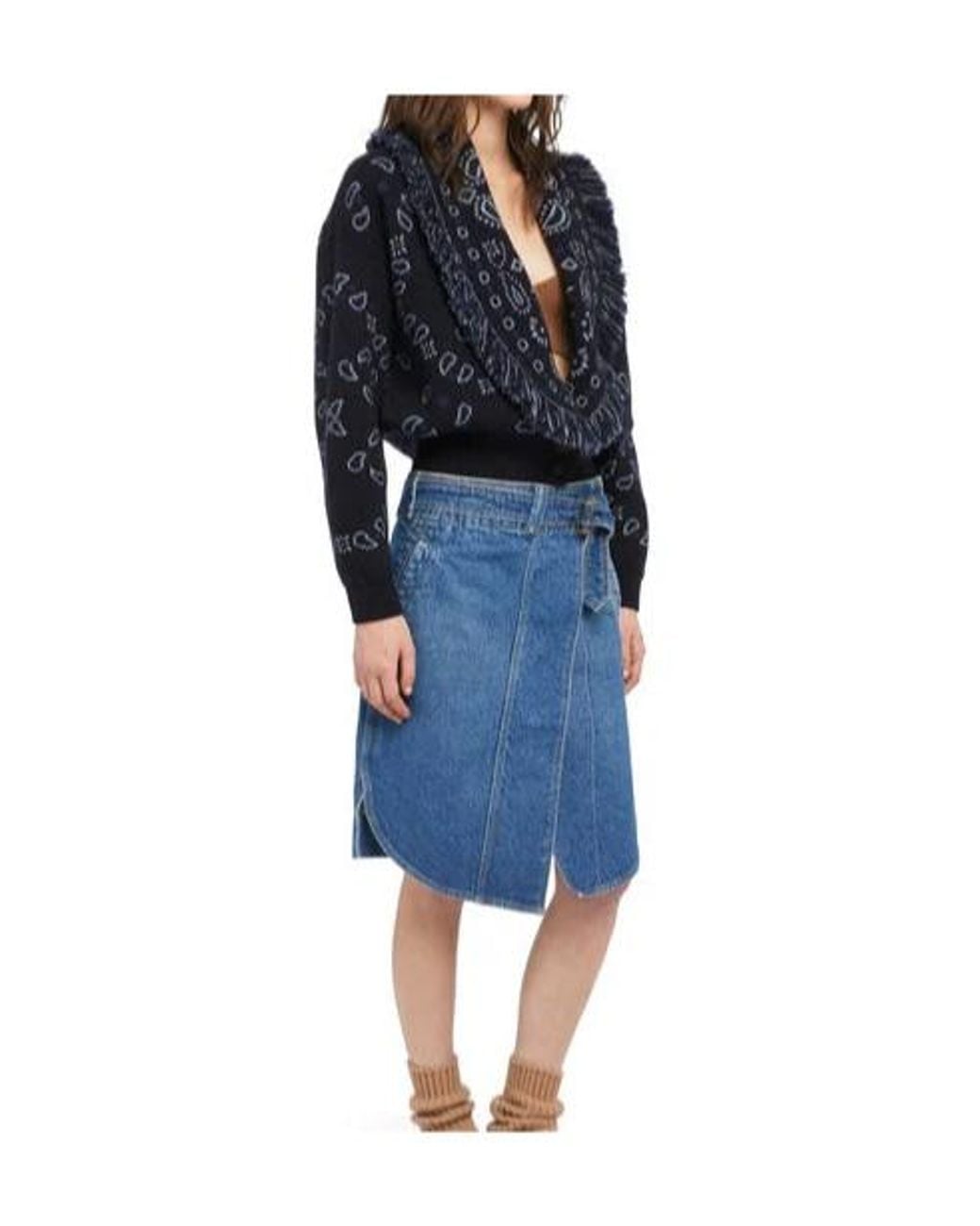 Alanui Blue Bandana Jacquard Knit Cardigan