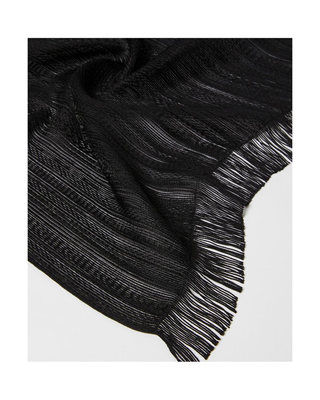 Max Mara Black Fringed Edge Scarf