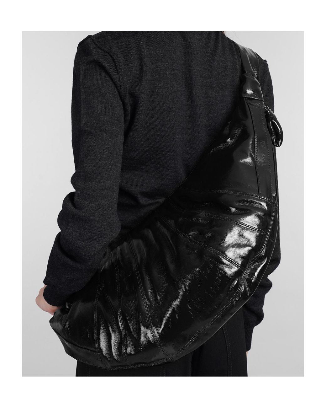 Lemaire Black Knot Detailed Large Croissant Shoulder Bag