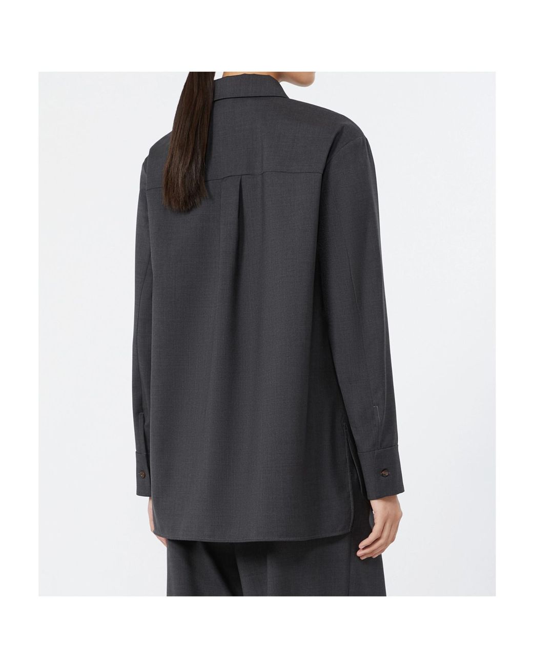 Max Mara Gray S Longline Button-Up Shirt