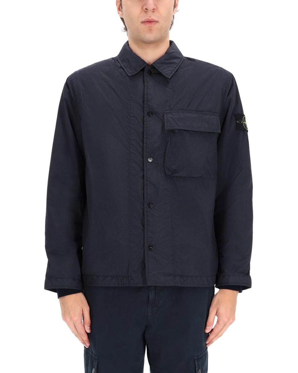 Stone Island Black Pocket Detail Buttoned Shirt for men