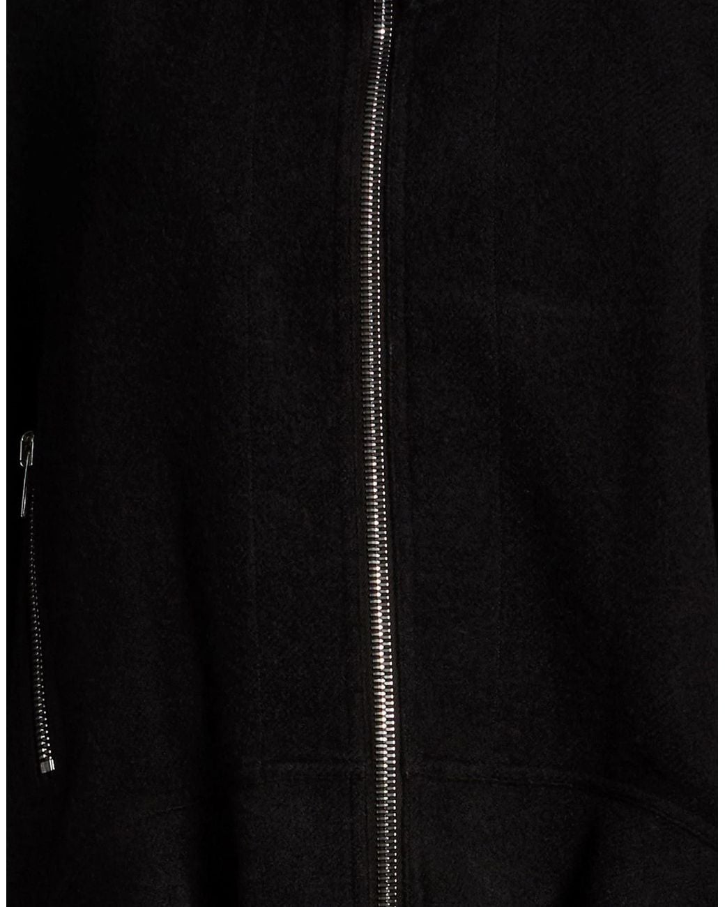 Rick Owens Black Minimalist Wool Zip-Up Jacket