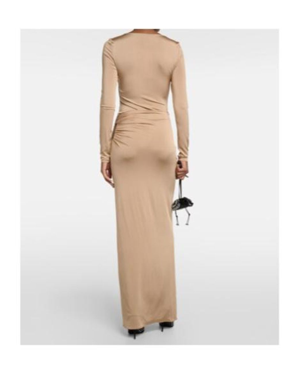 Magda Butrym Natural Ruched Mid-Rise Maxi Skirt
