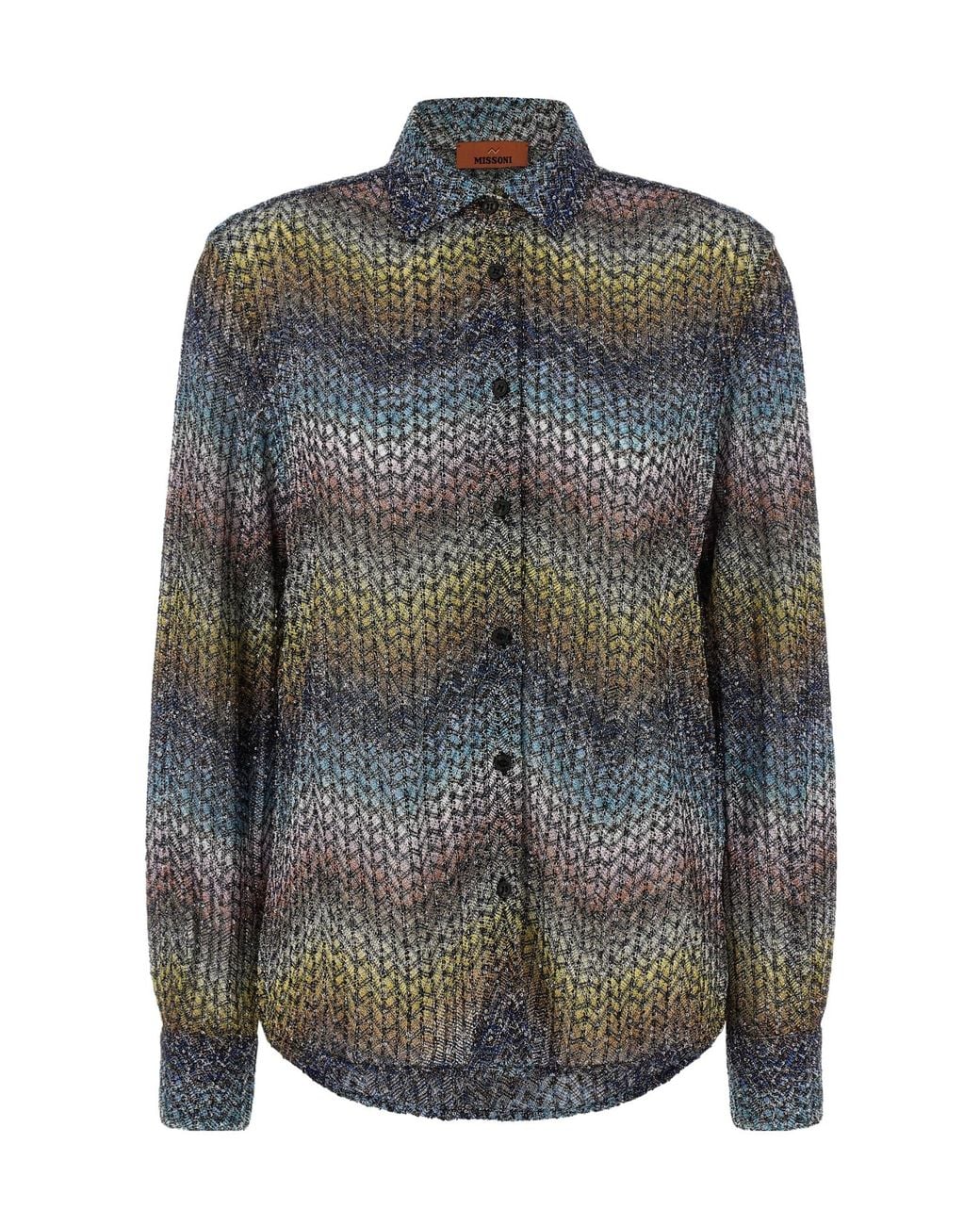 Missoni Gray Lurex Sequin Patterned Shirt