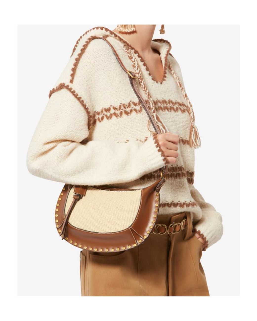 Isabel Marant Natural Oskan Moon Shoulder Bag