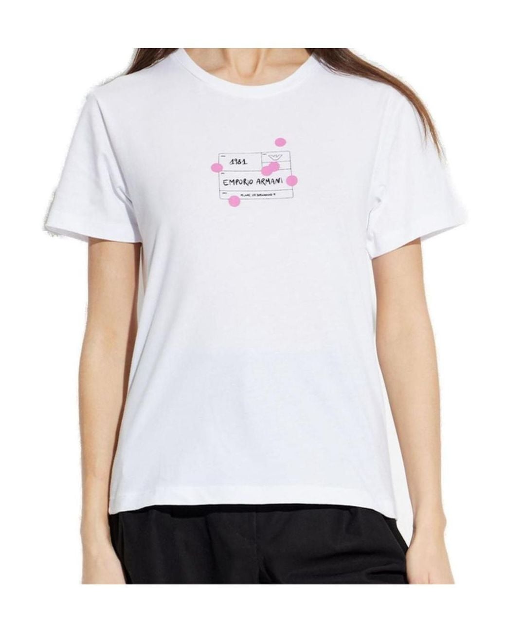 Emporio Armani White Graphic Patterned Crewneck T-Shirt