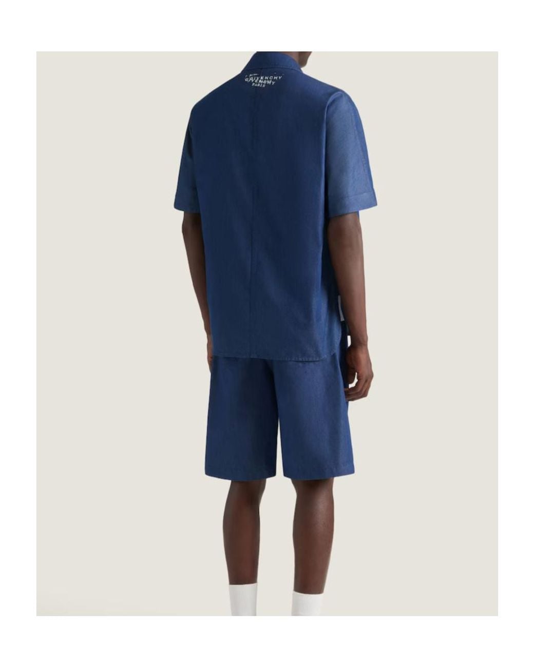 Givenchy Blue Couture Seam Denim Short-Sleeve Shirt for men