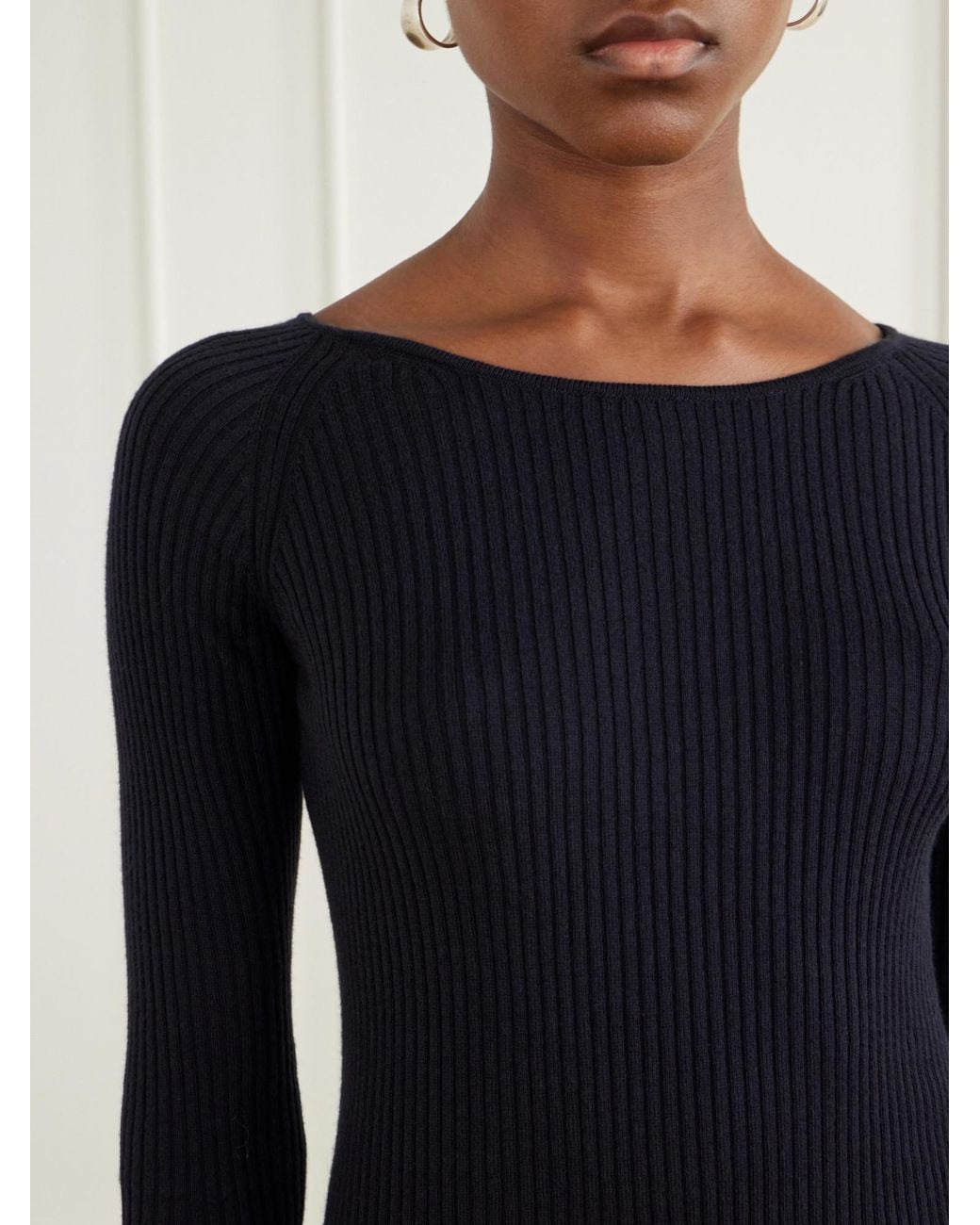 High Sport Black Ribbed Cotton And Cashmere-Blend Sweater