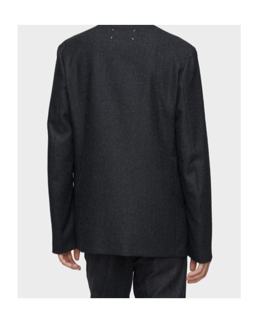 Maison Margiela Black Collarless Open Blazer for men