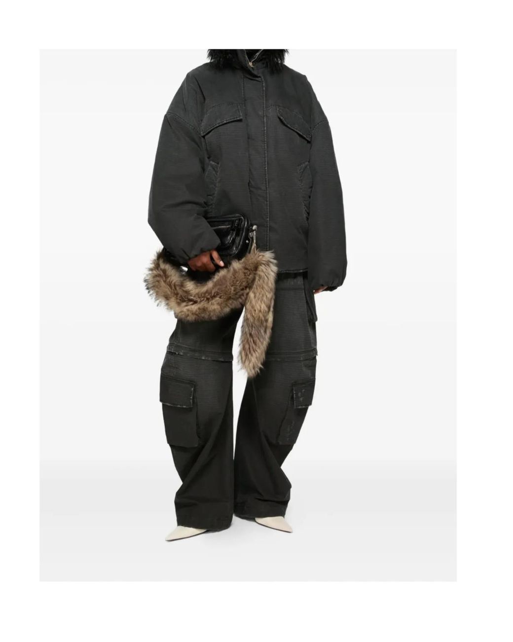 Acne Gray Cargo Palazzo Trousers