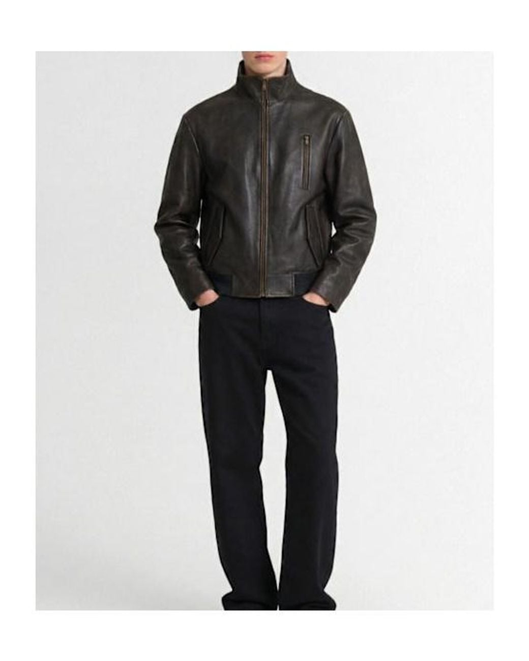 The Row Black Akia Leather Jacket for men