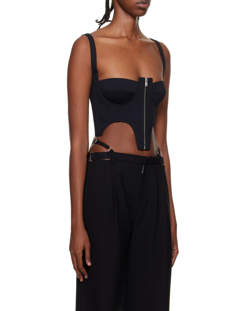 Dion Lee Black Zip-Front Bustier Top