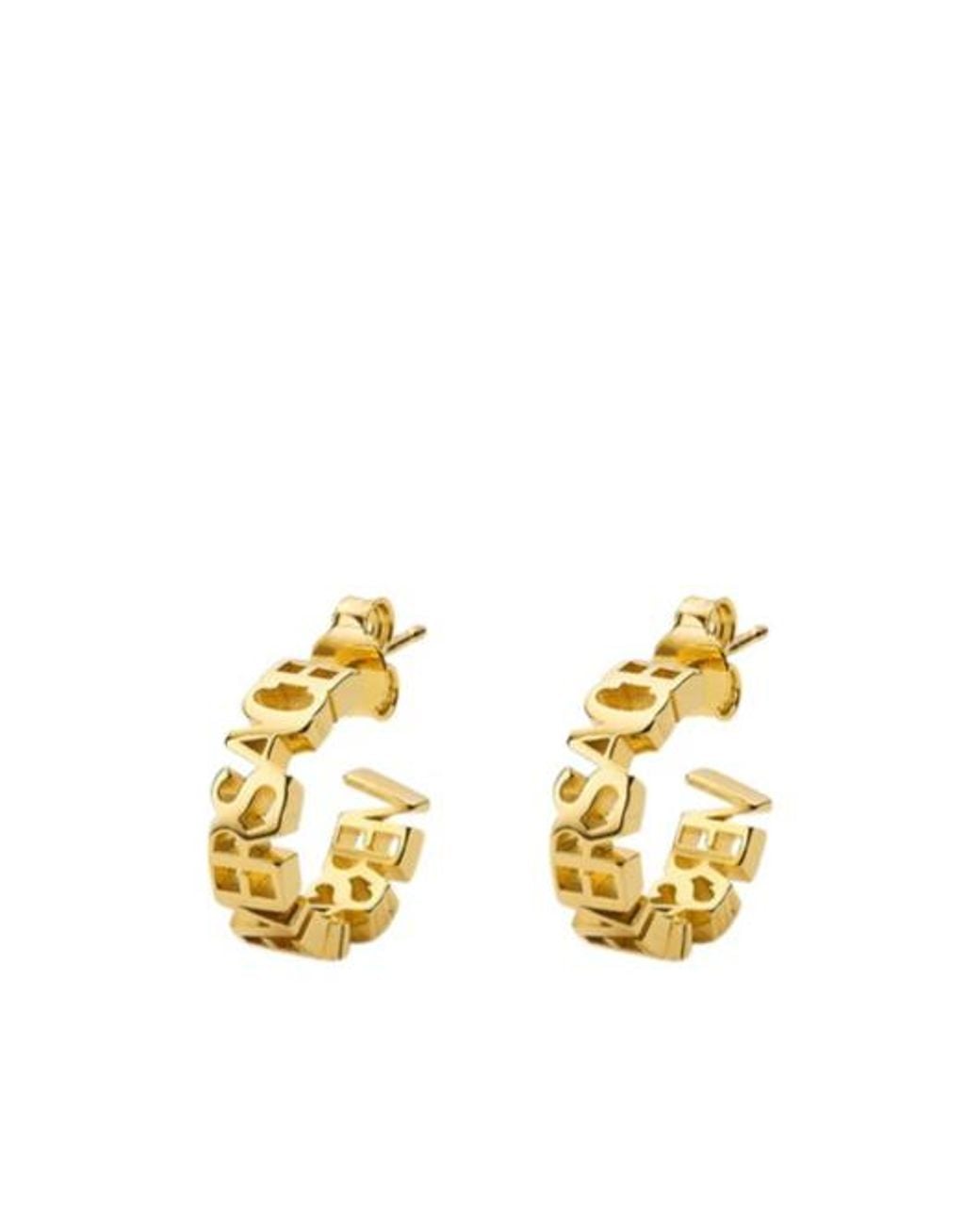 Versace Metallic Logo Lettering Earrings for men
