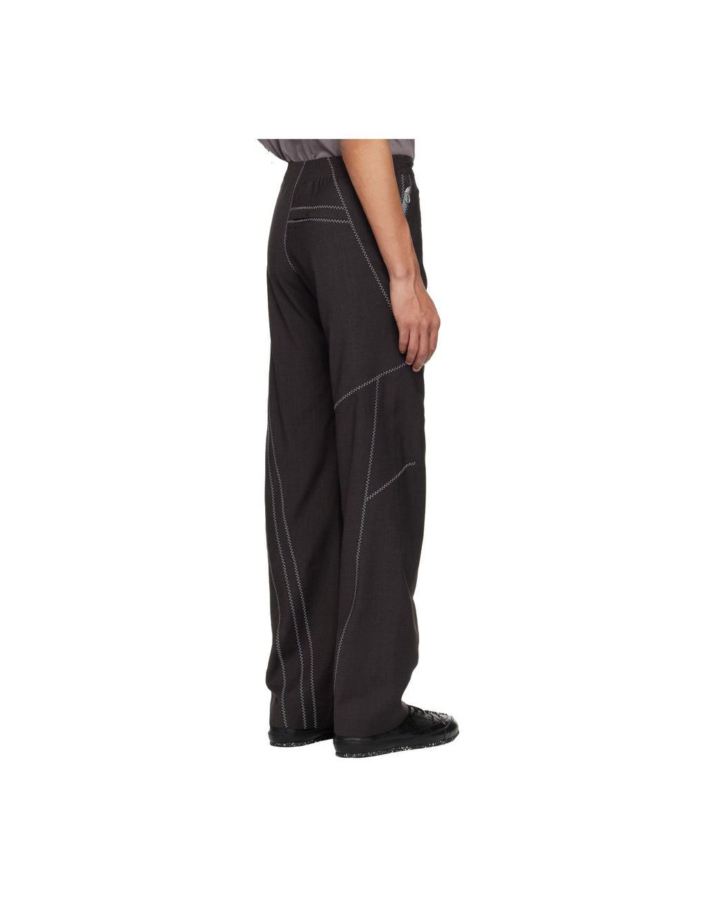 Kiko Kostadinov Black Fosco Zigzag Stitch Pants for men