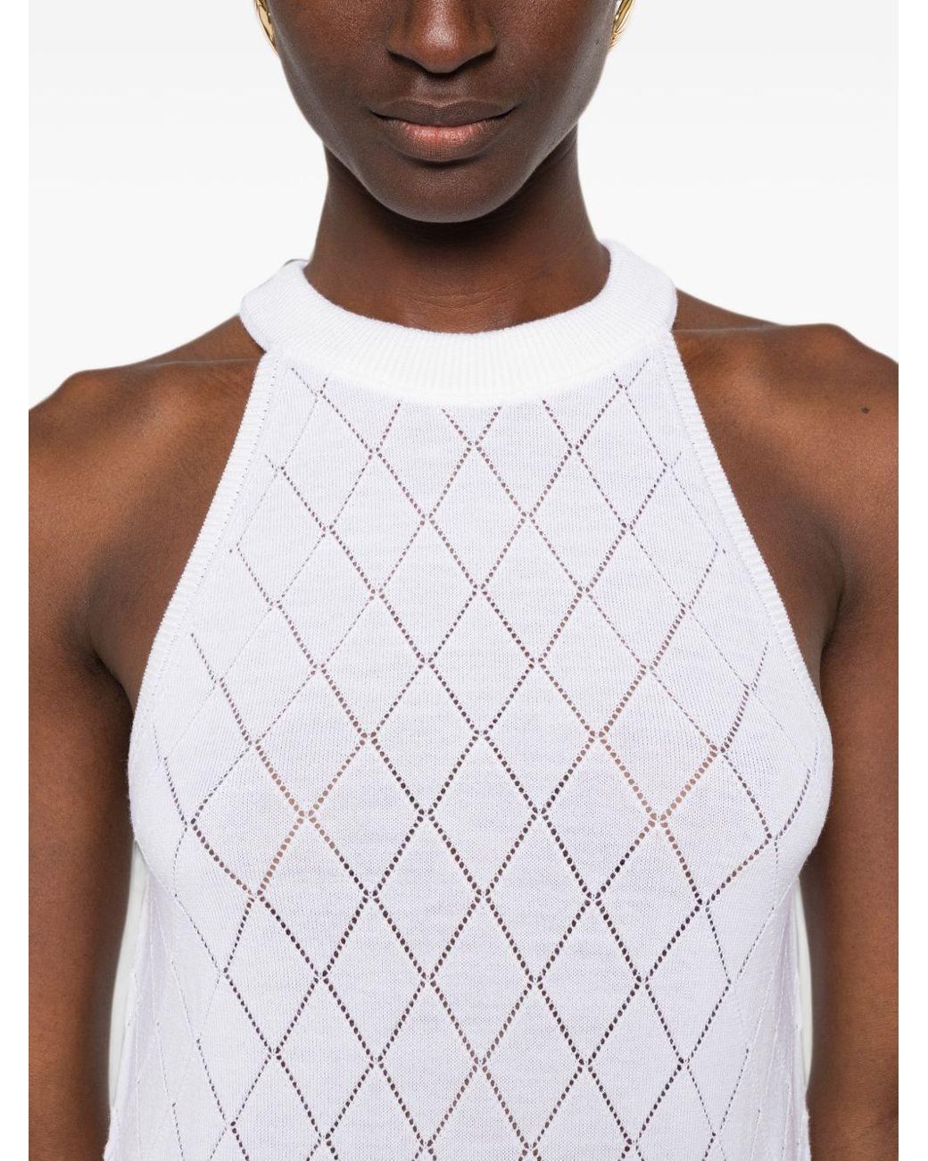 Balmain White Sleeveless Tank Top