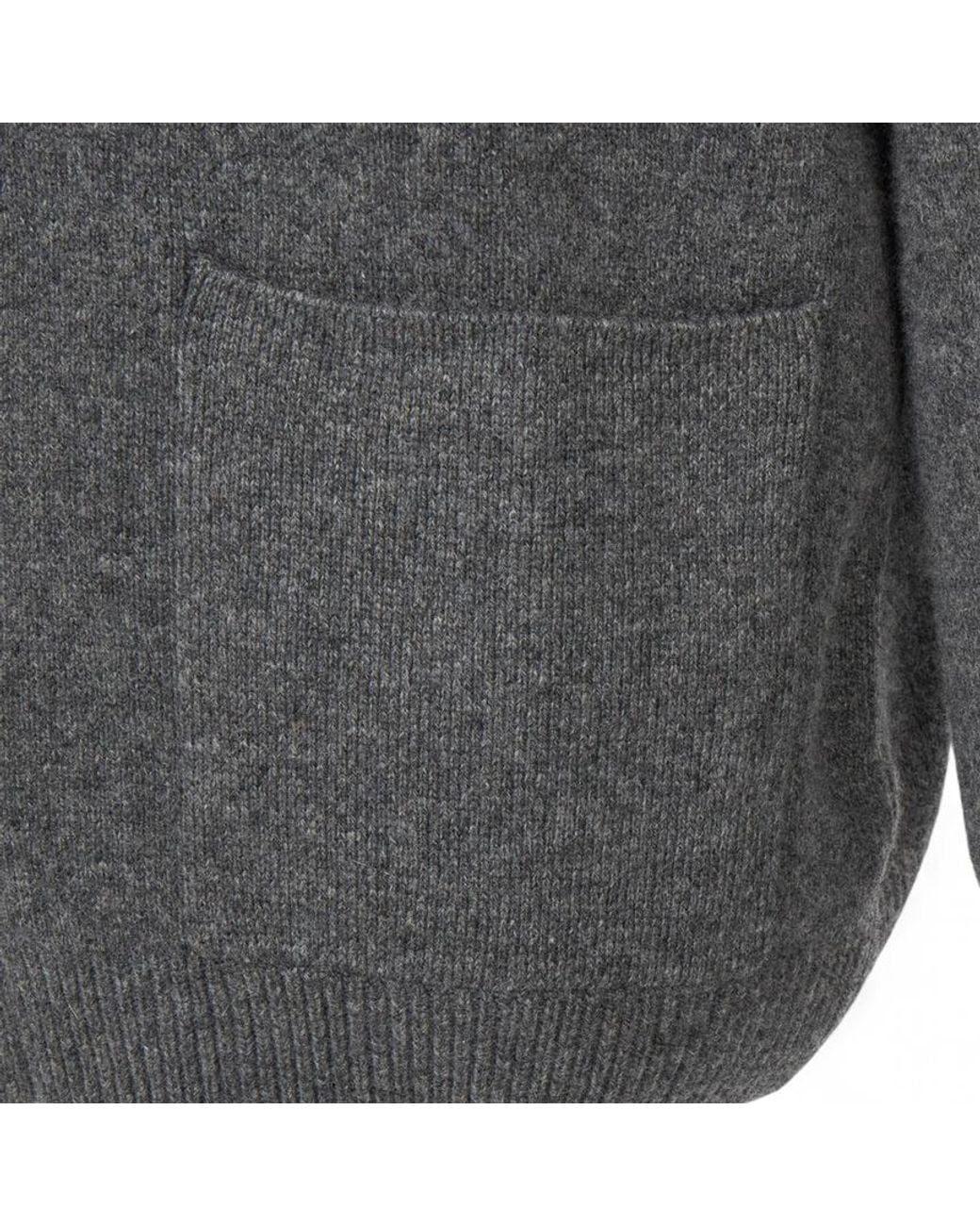 Maison Kitsuné Gray Maison Kitsuné Logo Patch V-Neck Cardigan for men