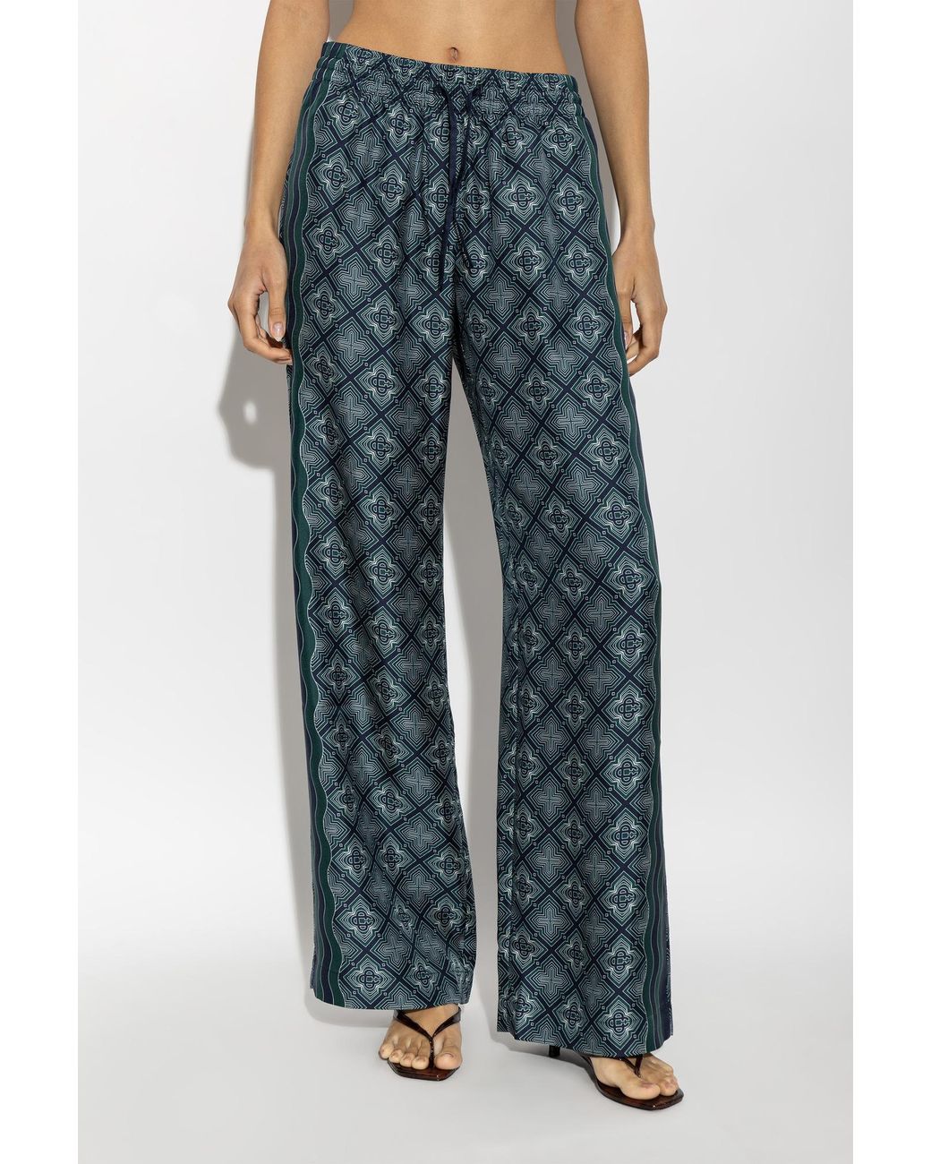 Casablanca Blue Geometric Wide-Leg Pants