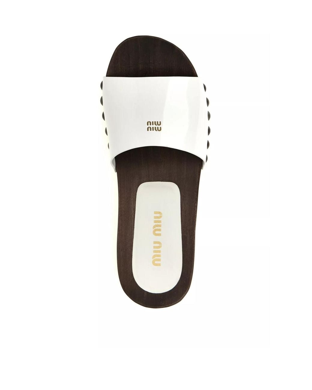Miu Miu White Patent Leather Clogs