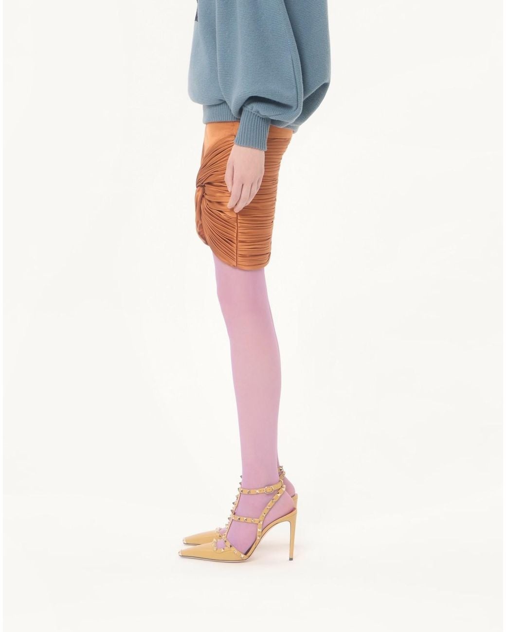 Valentino Orange Pleated Skirt