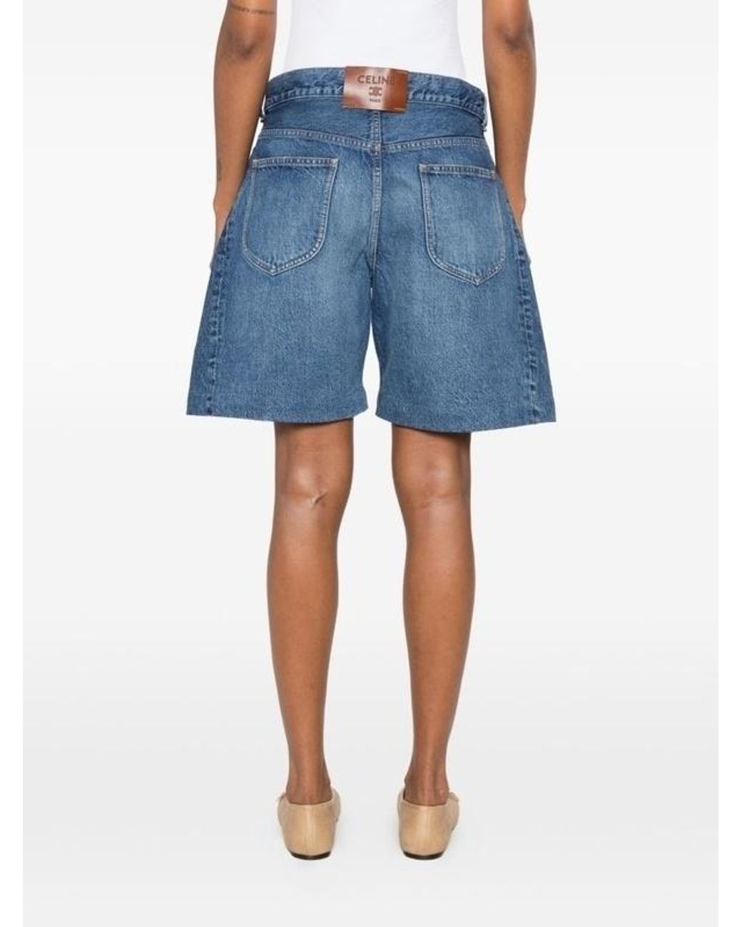 Céline Blue Logo-Patch Shorts