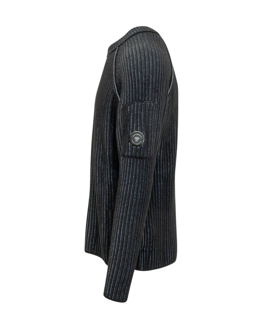 C P Company Blue Ribbed-Knit Lens-Detail Sweater for men