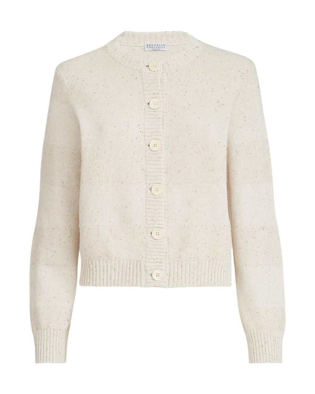 Brunello Cucinelli White Textured Stripe Cardigan