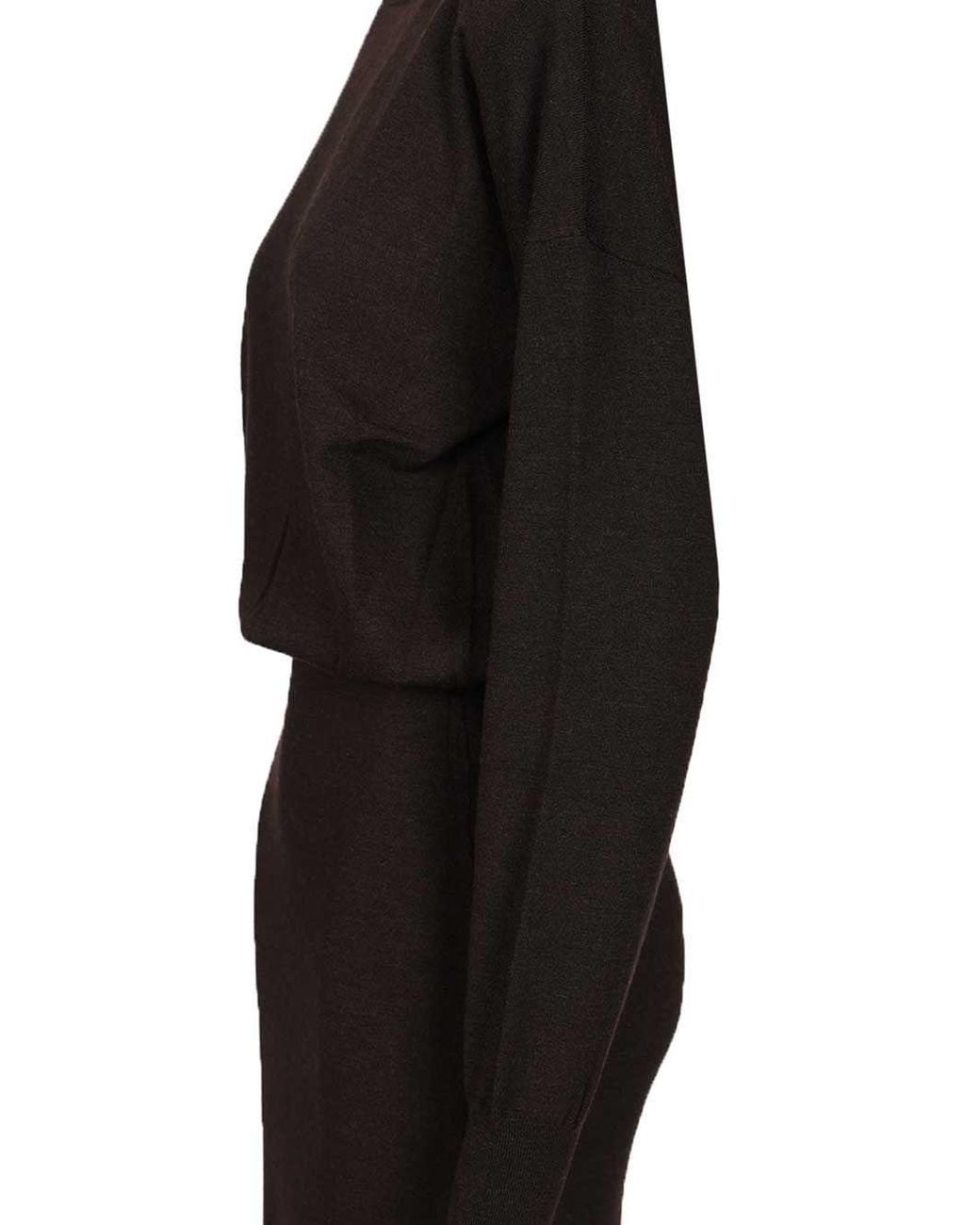 P.A.R.O.S.H. Black Boat-Neck Midi Dress