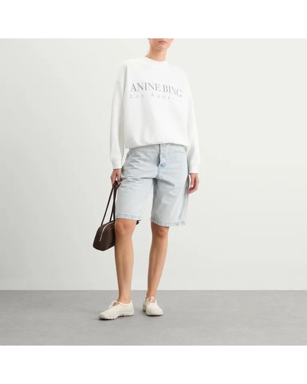 Anine Bing White Los Angeles Crewneck Sweatshirt