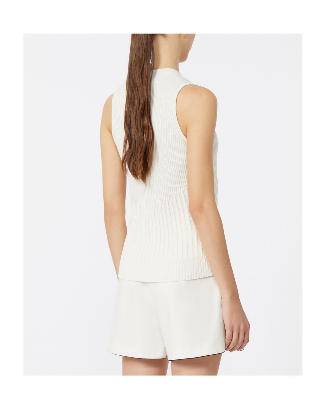 Max Mara White Cotton Yarn And Viscose Crepe Gilet
