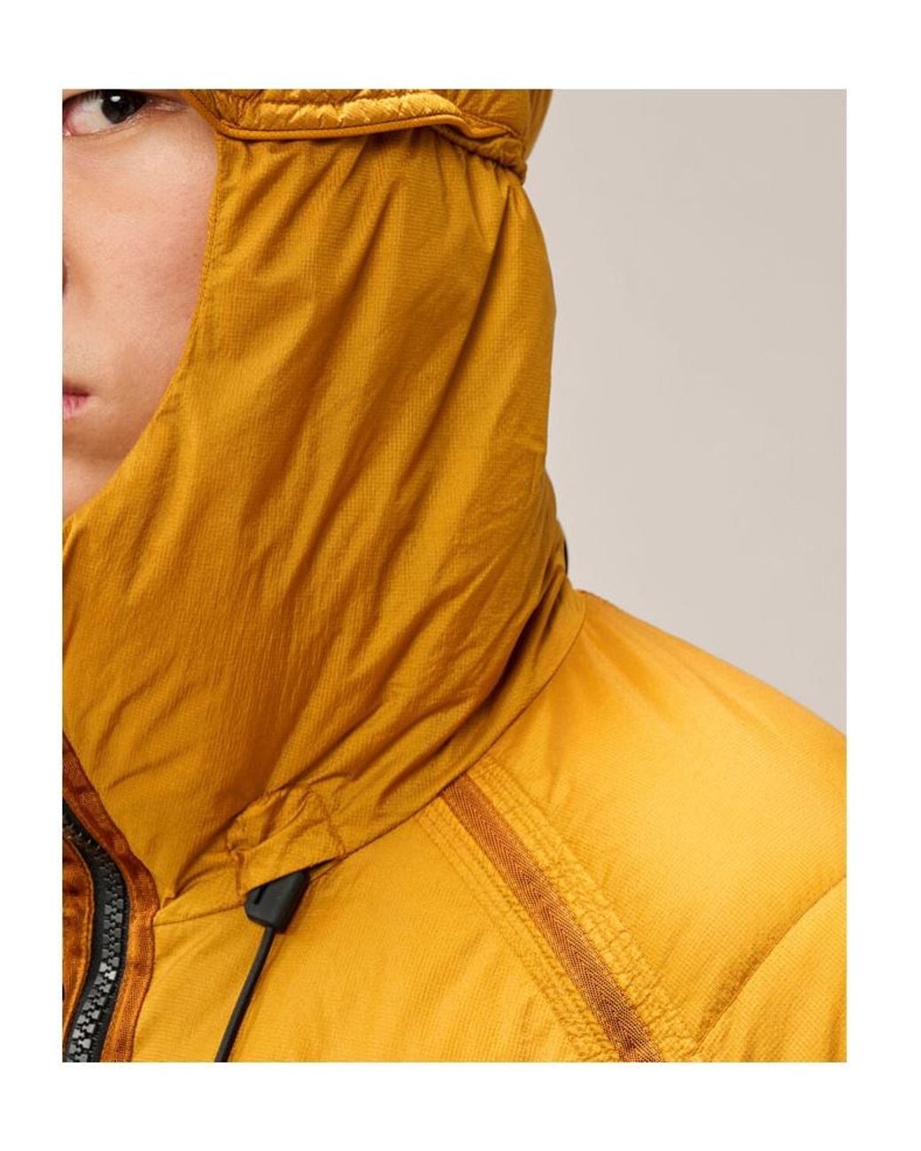 C P Company Yellow Down Shield Hooded Down Jacket for men