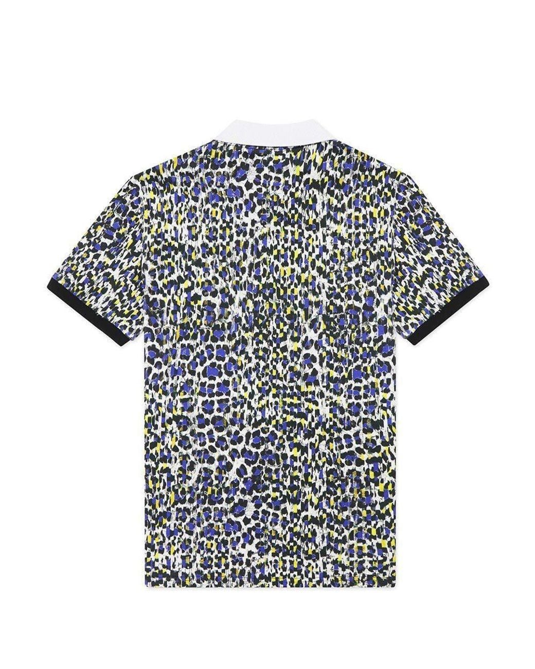 Just Cavalli Blue Printed Polo Shirt for men