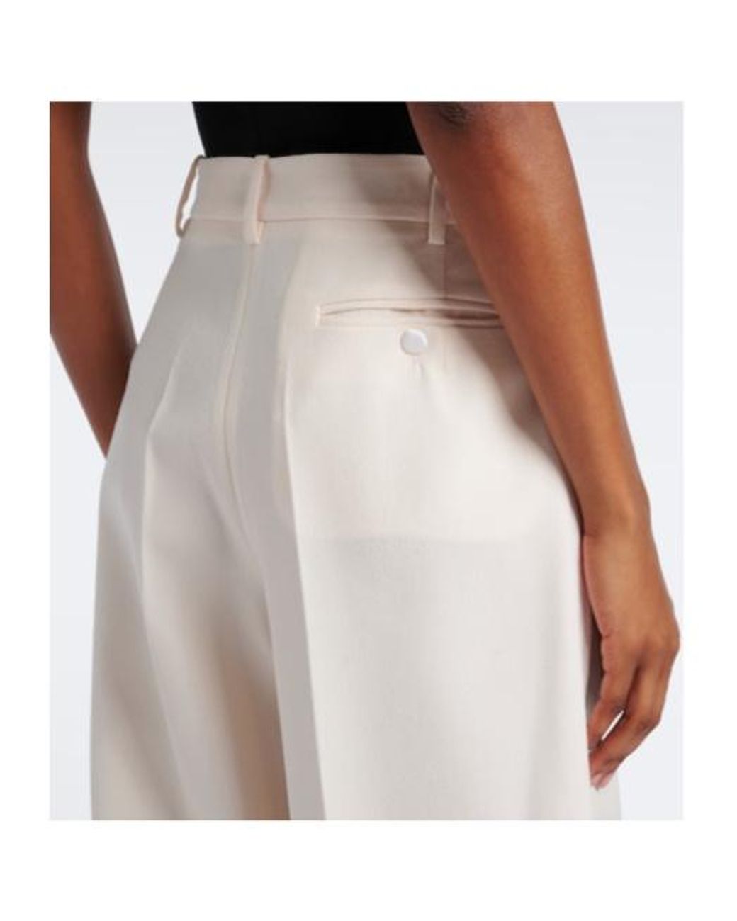 Magda Butrym White Silk Wool Wide-Leg Trousers
