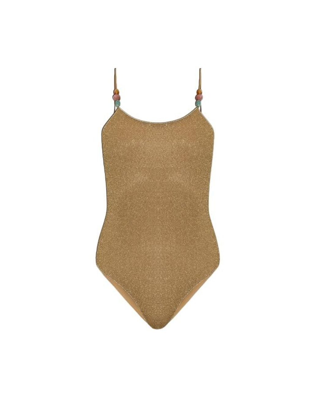Oseree Natural One-Piece Swimsuit With Lurex Thread